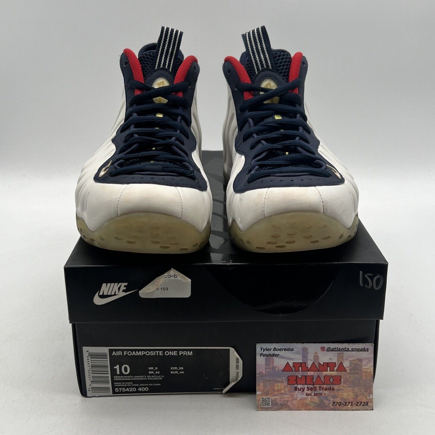 Size 10 - Nike Air Foamposite One PRM Olympic Navy Red White (575420-400)