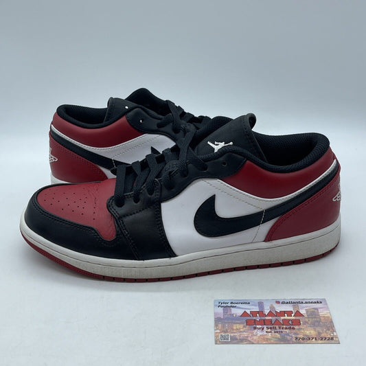 Size 10.5 - Jordan 1 Low Bred Toe Red Black White (553558-612)