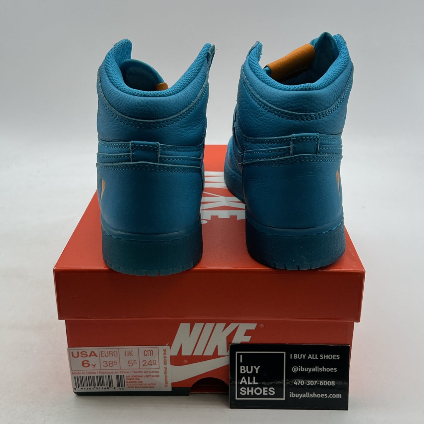 Size 6Y - Air Jordan 1 Retro OG G8RD High Blue Lagoon (AJ6000-455)