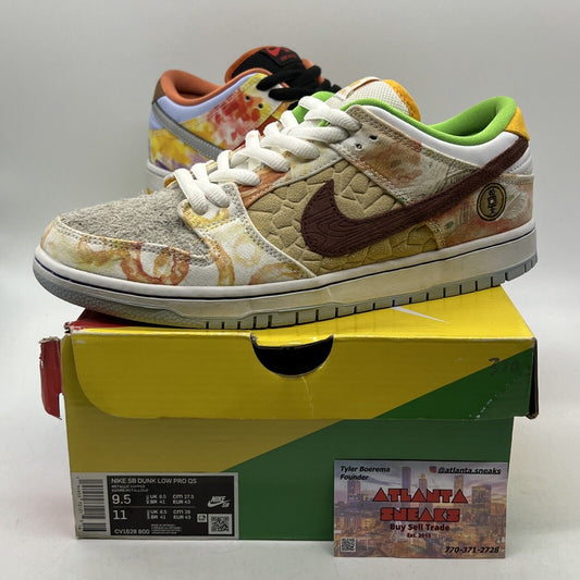 Size 9.5 - Nike SB Dunk Low Street Hawker 2021 Red Yellow Silver (CV1628-800)