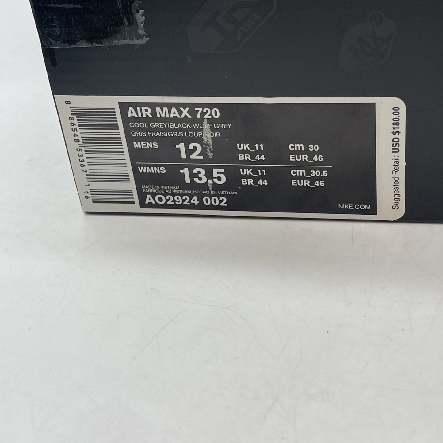 Size 12 - Nike Air Max 720 Cool Grey (AO2924-002)