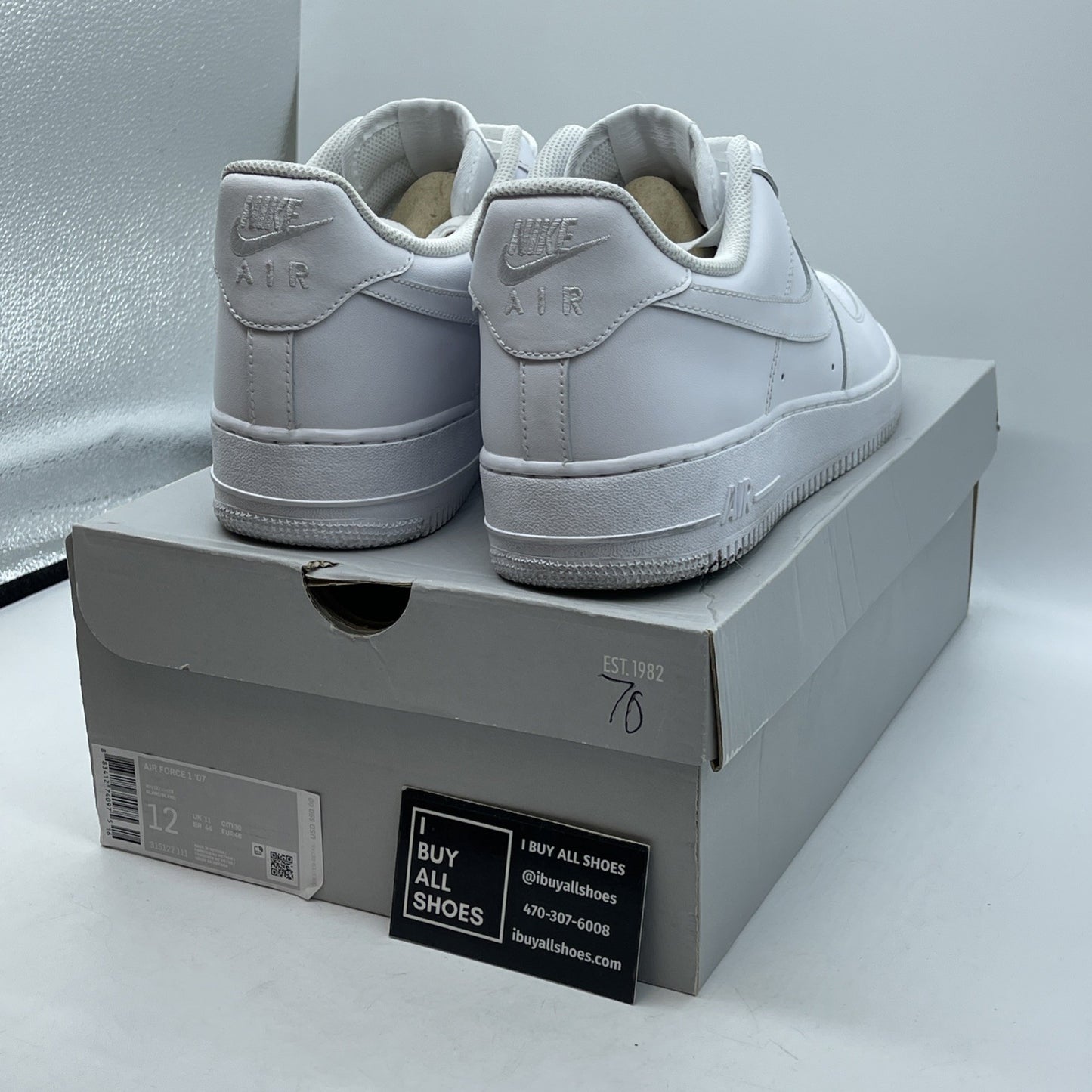 Size 12 - Nike Air Force 1 Low '07 White Leather (315122-111)