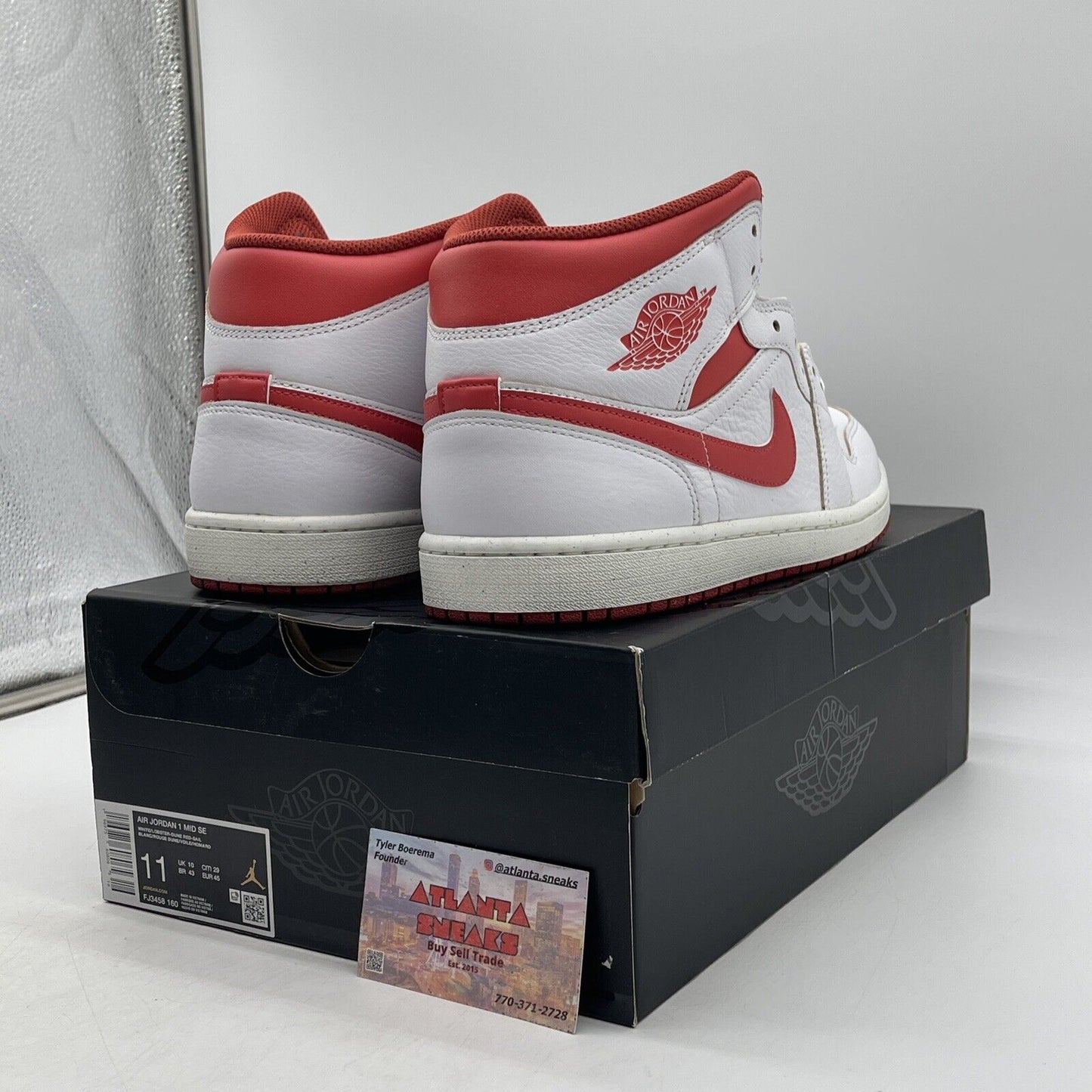 Size 11 - Air Jordan 1 Mid White Dune Red White Red Leather (FJ3458-160)