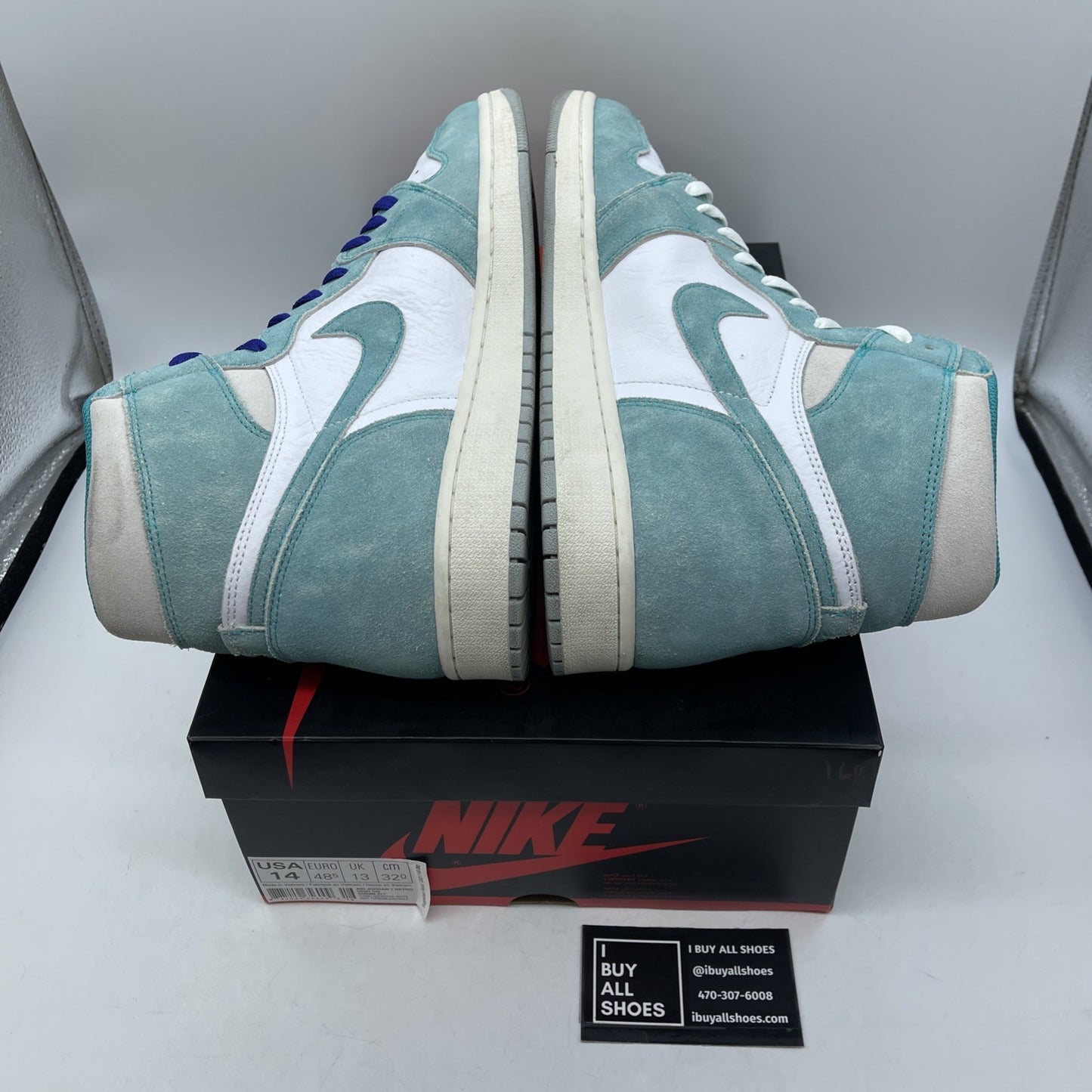 Size 14 - Jordan 1 Retro OG High Turbo Green White Suede Leather (555088-311)