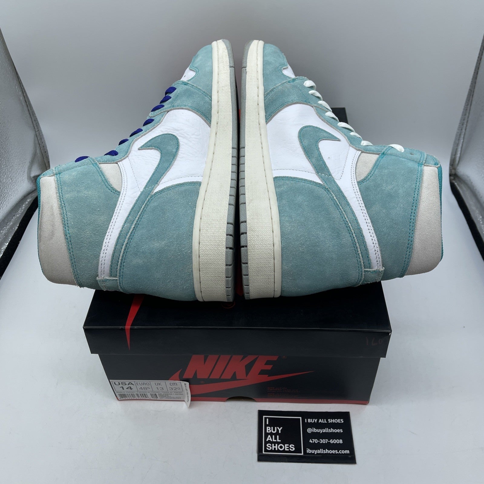 Size 14 - Jordan 1 Retro OG High Turbo Green White Suede Leather (555088-311)
