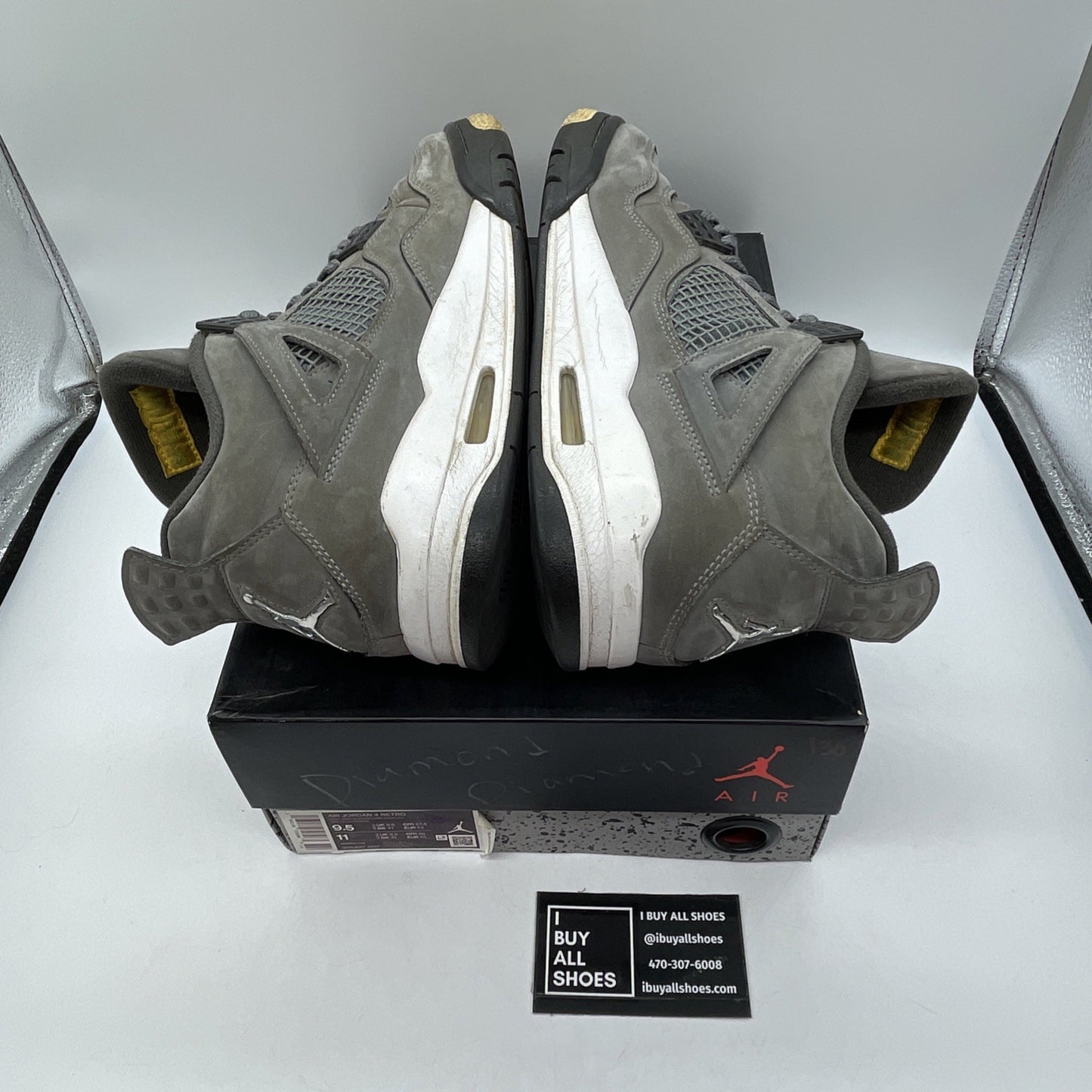 Size 9.5 - Jordan 4 Retro Low Cool Grey Silver White Suede (308497-007)