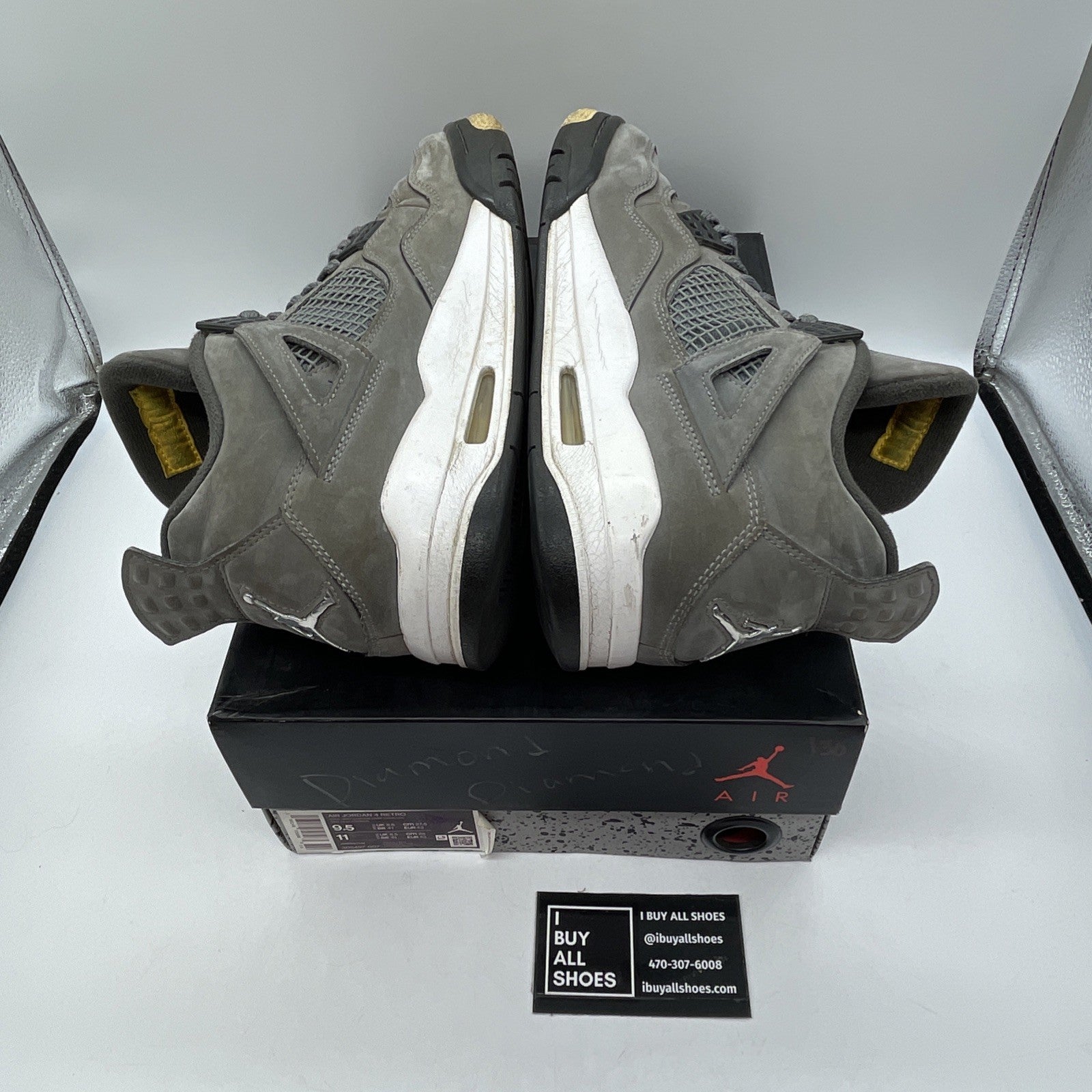 Size 9.5 - Jordan 4 Retro Low Cool Grey Silver White Suede (308497-007)