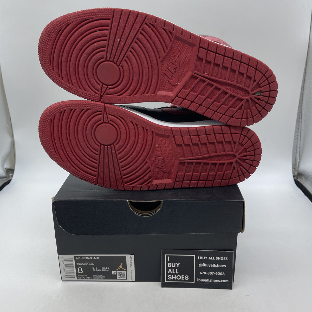 Size 8 - Air Jordan 1 Mid Banned 2020 (554724-074)