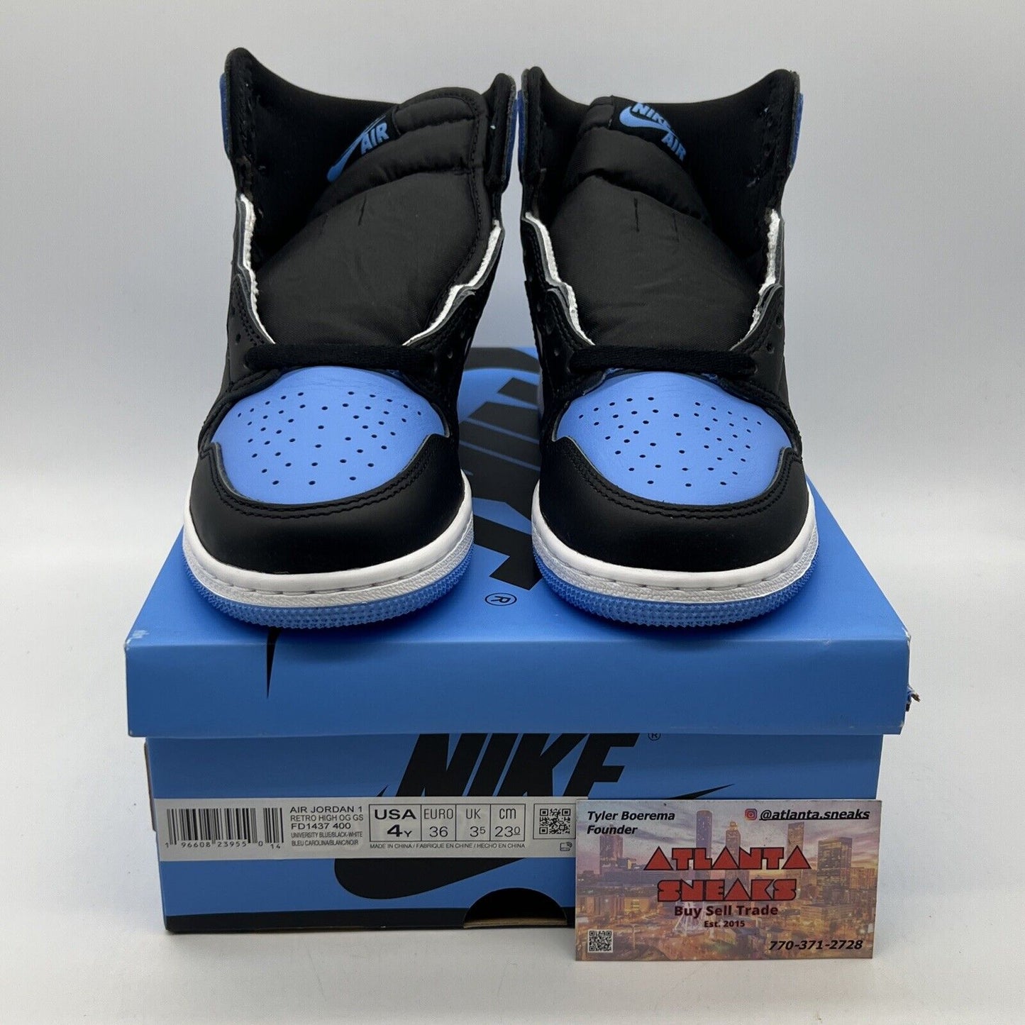 Nike Air Jordan 1 Retro OG High UNC Toe GS Grade School FD1437-400 Size 4Y