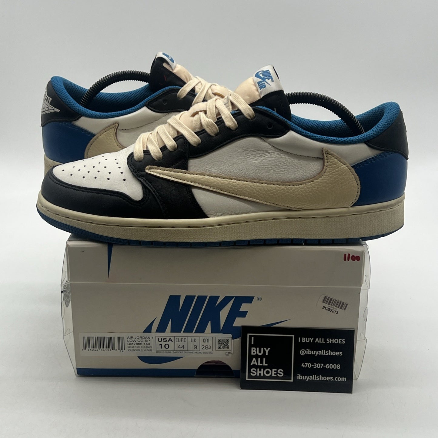Size 10 - Air Jordan 1 Retro x Fragment Design x Travis Scott Low Blue