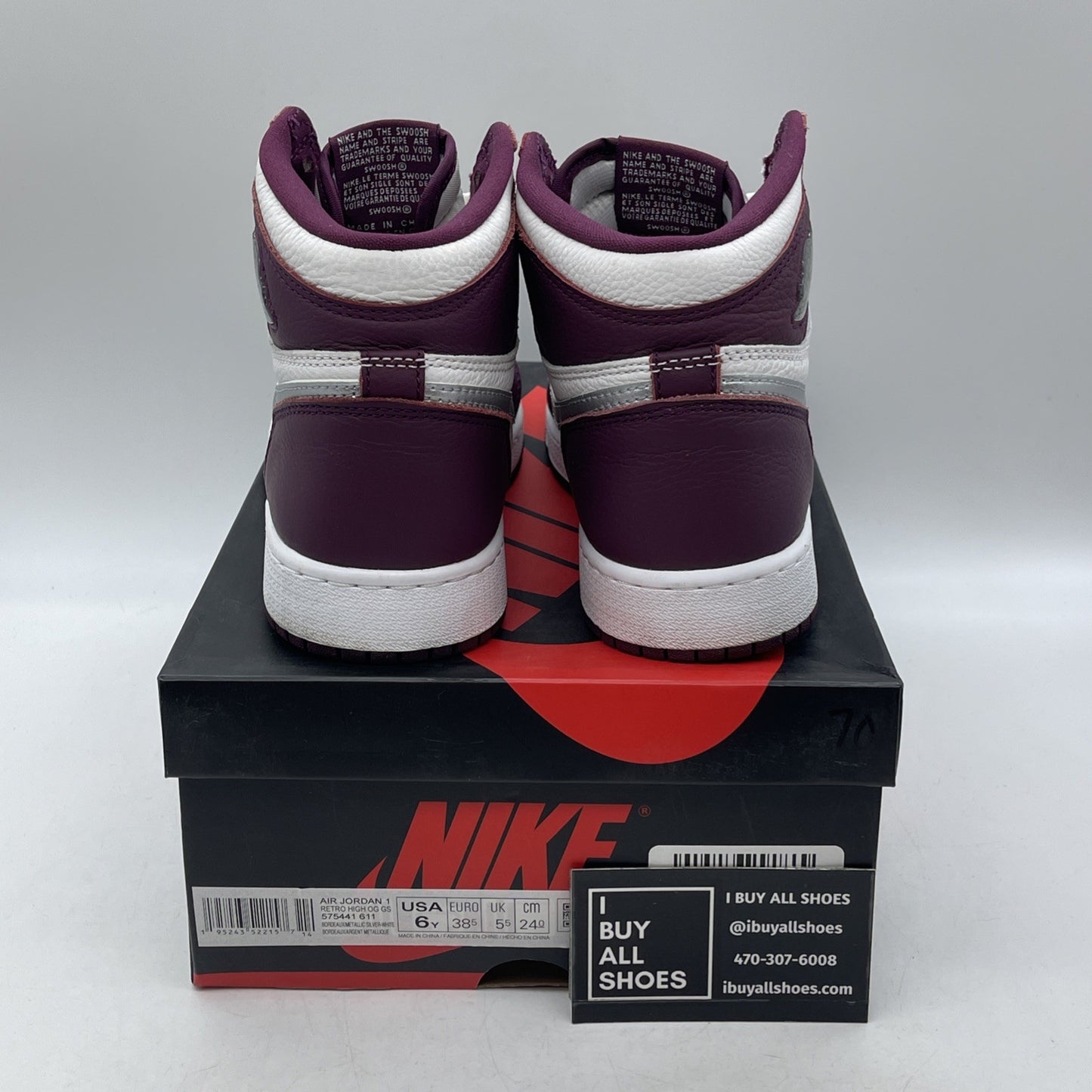 Size 6Y (GS) - Air Jordan 1 Retro OG High Bordeaux (575441-611)