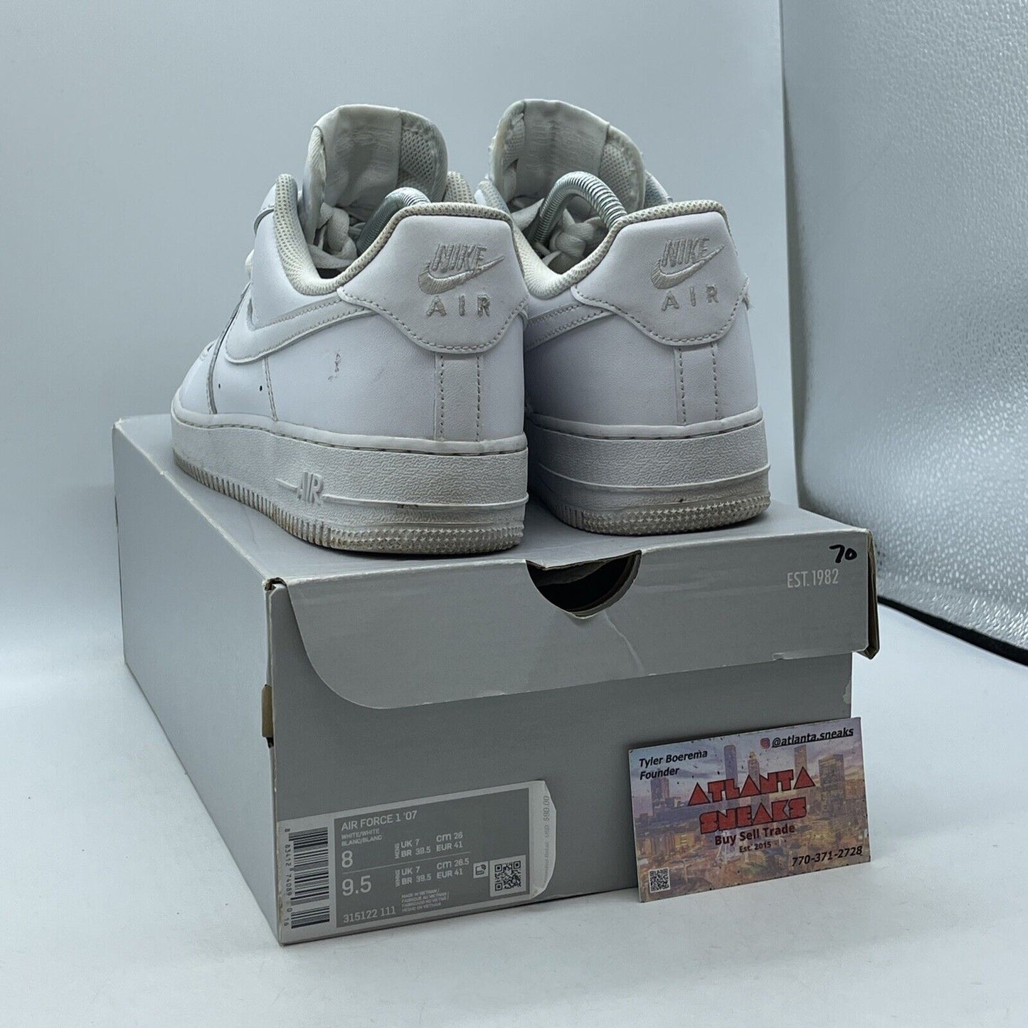 Size 8 - Nike Air Force 1 Low '07 White Leather (315122-111)