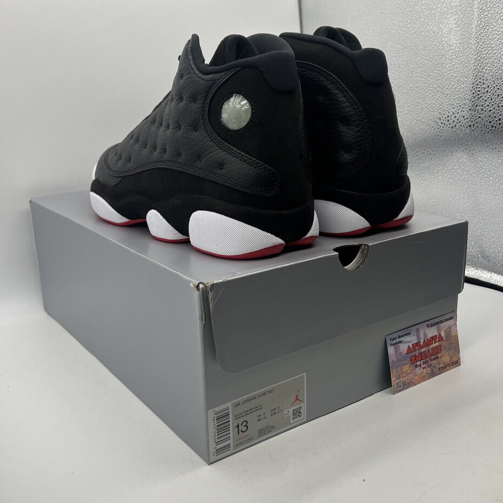 Size 13 - Jordan 13 Retro Mid Playoff Black White Red Leather (414571-062)