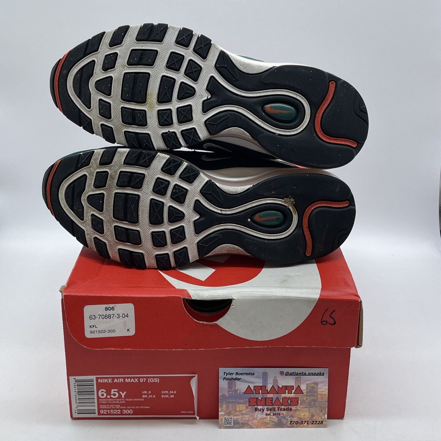 Size 5.5 (GS) - Nike Air Max 97 Low Miami Dolphins Leather (921522-300)