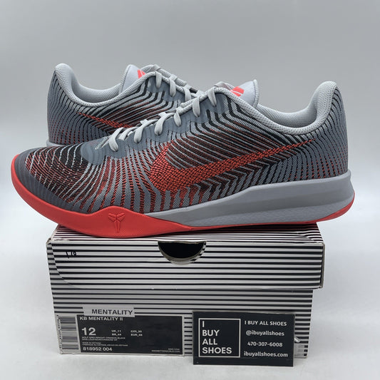 Size 12 - Nike KB Mentality 2 Wolf Grey Bright Crimson (818952-004)