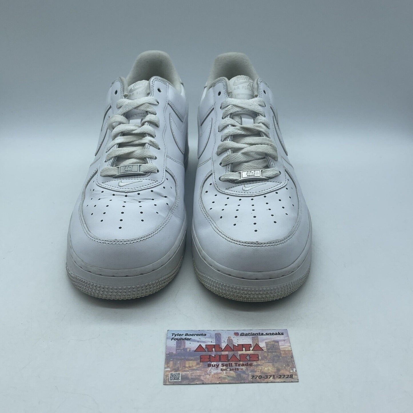 Size 11.5 - Nike Air Force 1 x Supreme Low Box Logo - White Leather (CU9225-100)