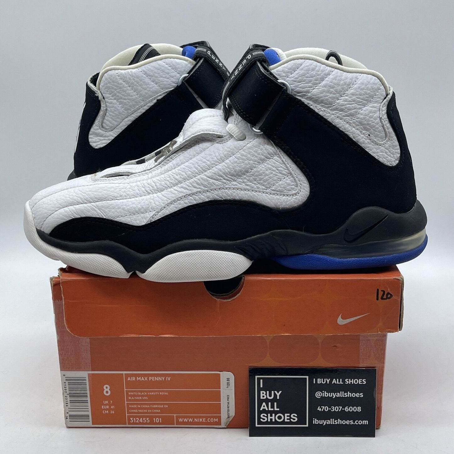 Size 8 - Nike Air Max Penny 4 2006 Orlando Home Black White Suede (312455-101)