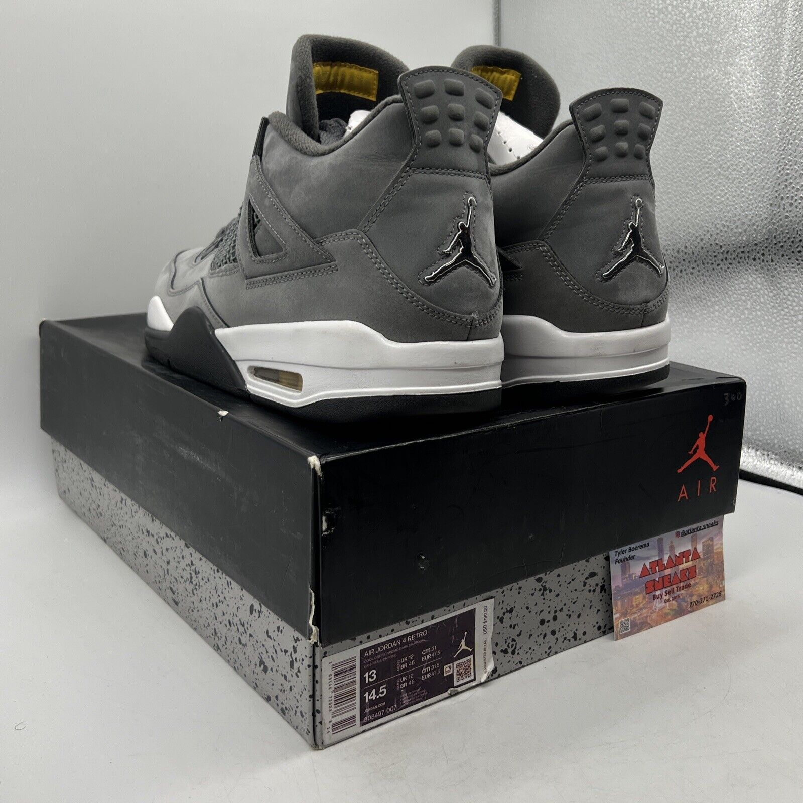 Size 13 - Jordan 4 Retro Low Cool Grey White Black Suede (308497-007)