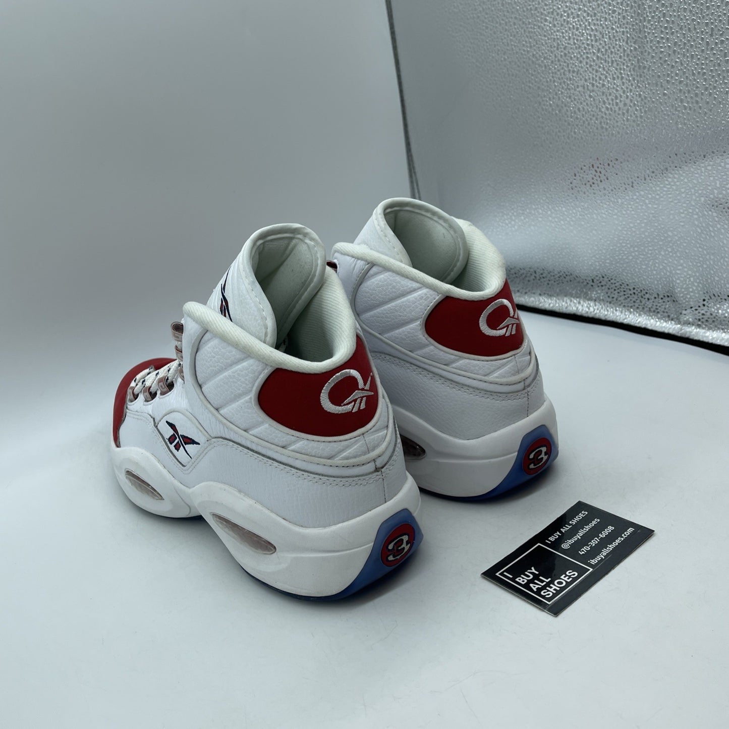 Size 13 - Reebok Question OG 2020 Mid Red Toe Black White Suede (FY1018)