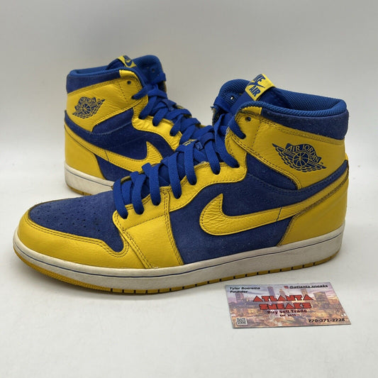 Size 11 - Air Jordan 1 Retro OG High Laney Yellow Blue White Suede (555088-107)