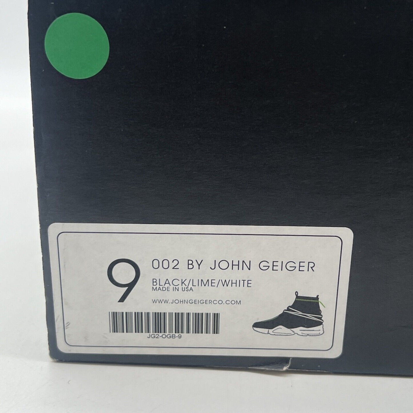 Size 9 - John Geiger 002 Black/Lime/White Luxury Athletic Sneaker