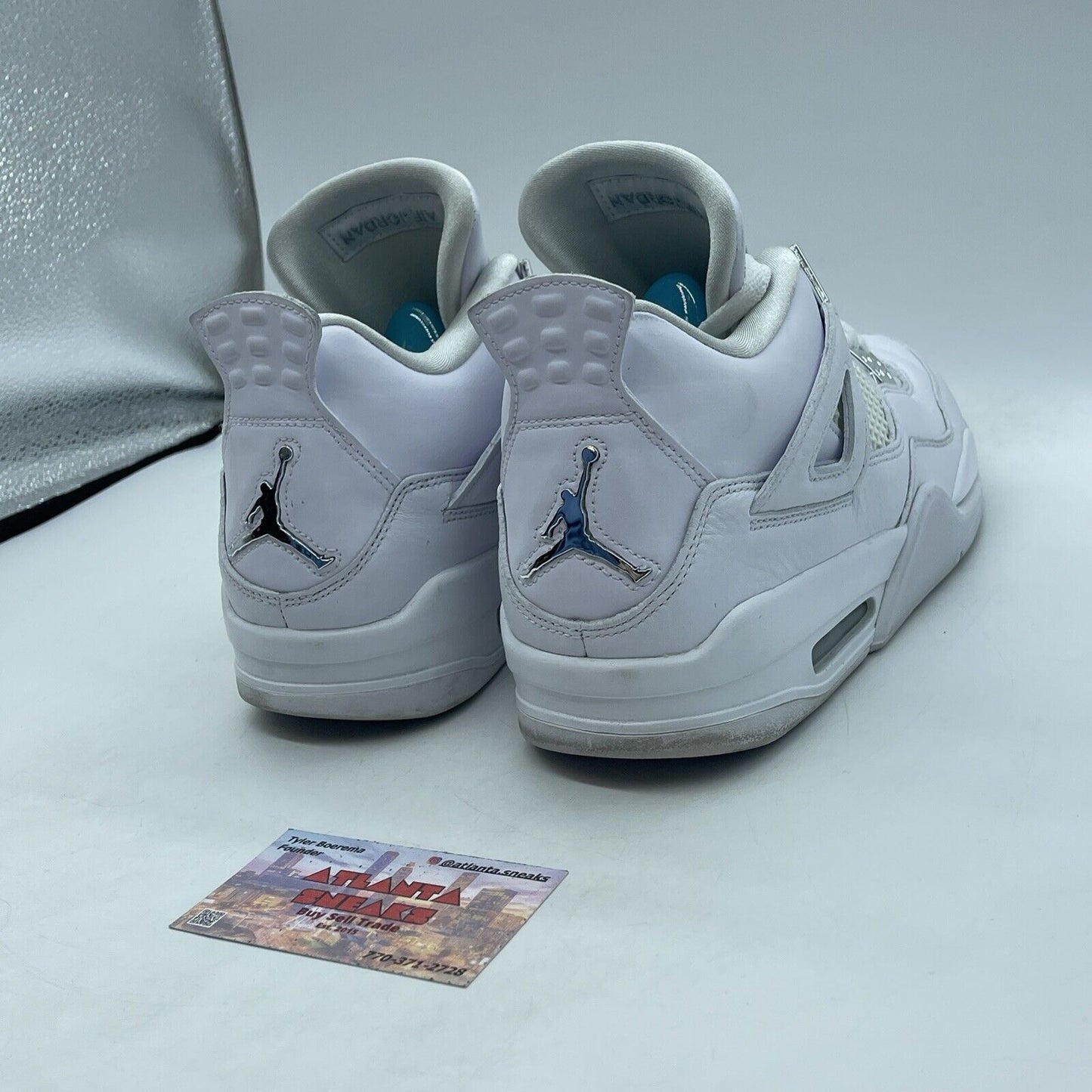 Size 10 - Jordan 4 Retro Mid Pure Money Silver White Leather (308497-100)