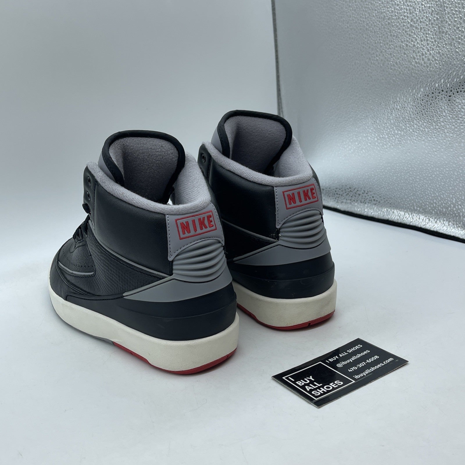 Size 8.5 - Air Jordan 2 Retro Black Cement Grey Red Leather (DR8884-001)