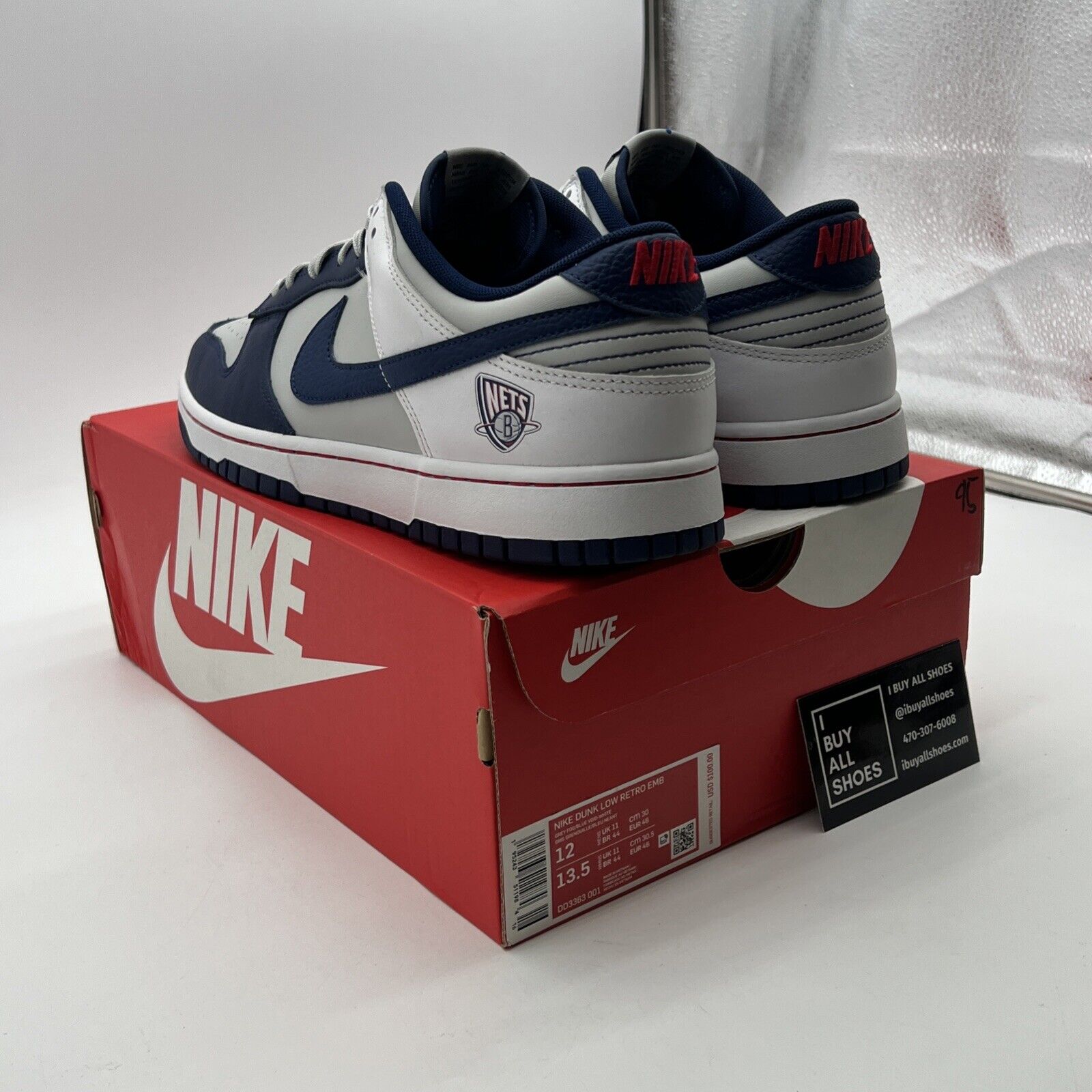 Size 12 - Nike NBA x Dunk EMB Low 75th Anniversary - Nets (DD3363-001)