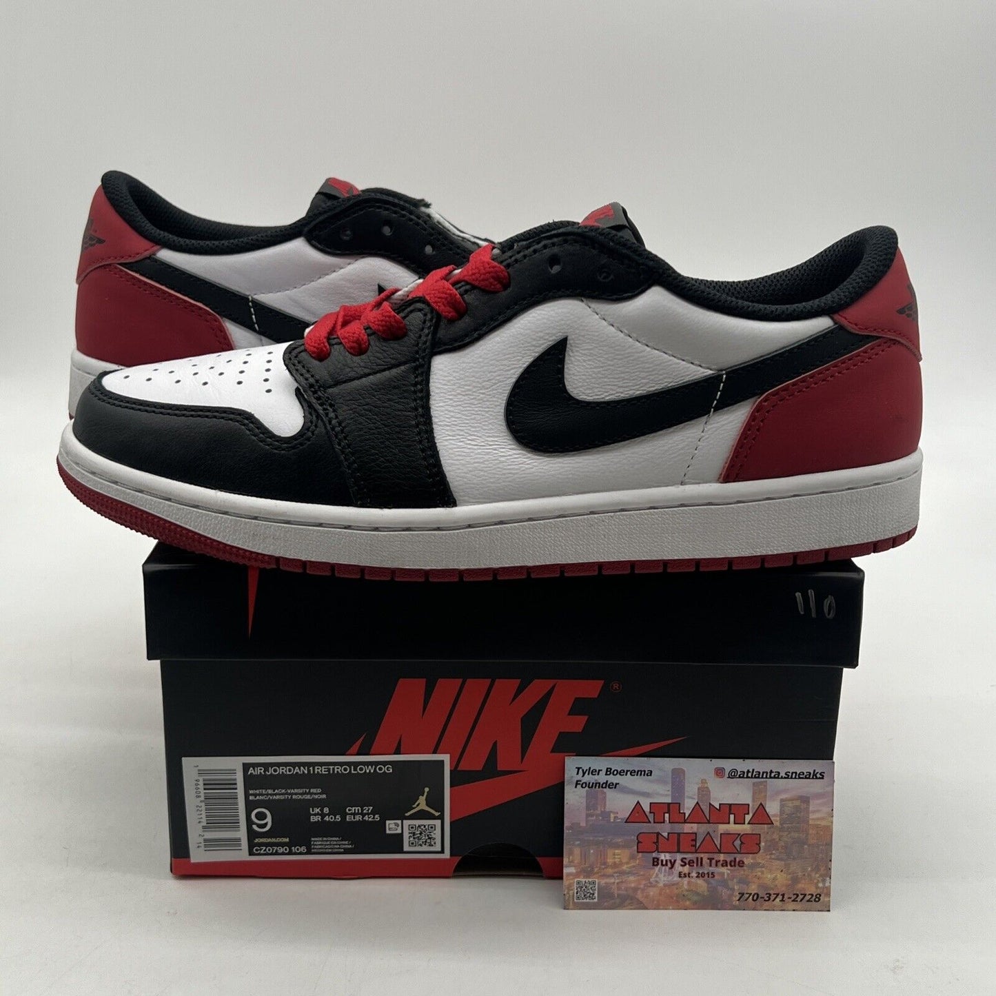 Size 9 - Air Jordan 1 Retro OG Low Black Toe (CZ0790-106)