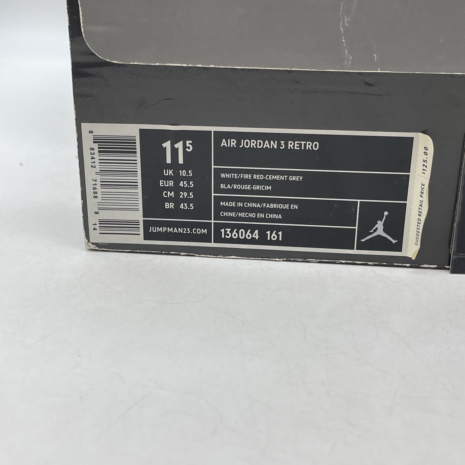 Size 11.5 - Air Jordan 3 Retro 2007 Fire Red (136064-161)