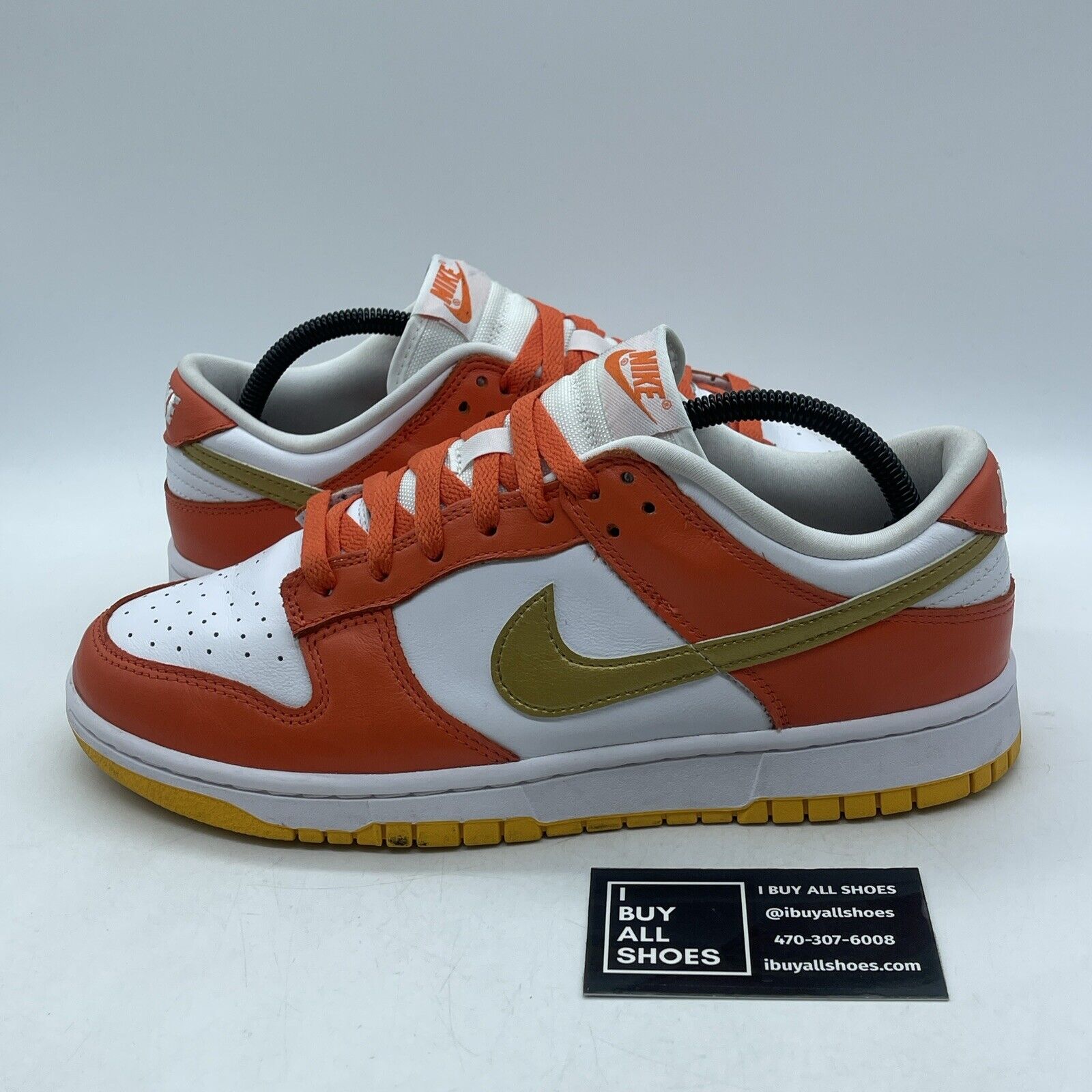 Size 10.5W - Nike Dunk Low Orange University Gold White Leather (DQ4690-800)
