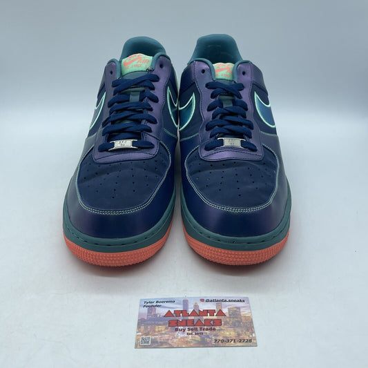 Size 13 - Nike Air Force 1 Brave Blue Green Glow Suede Leather (488298-420)