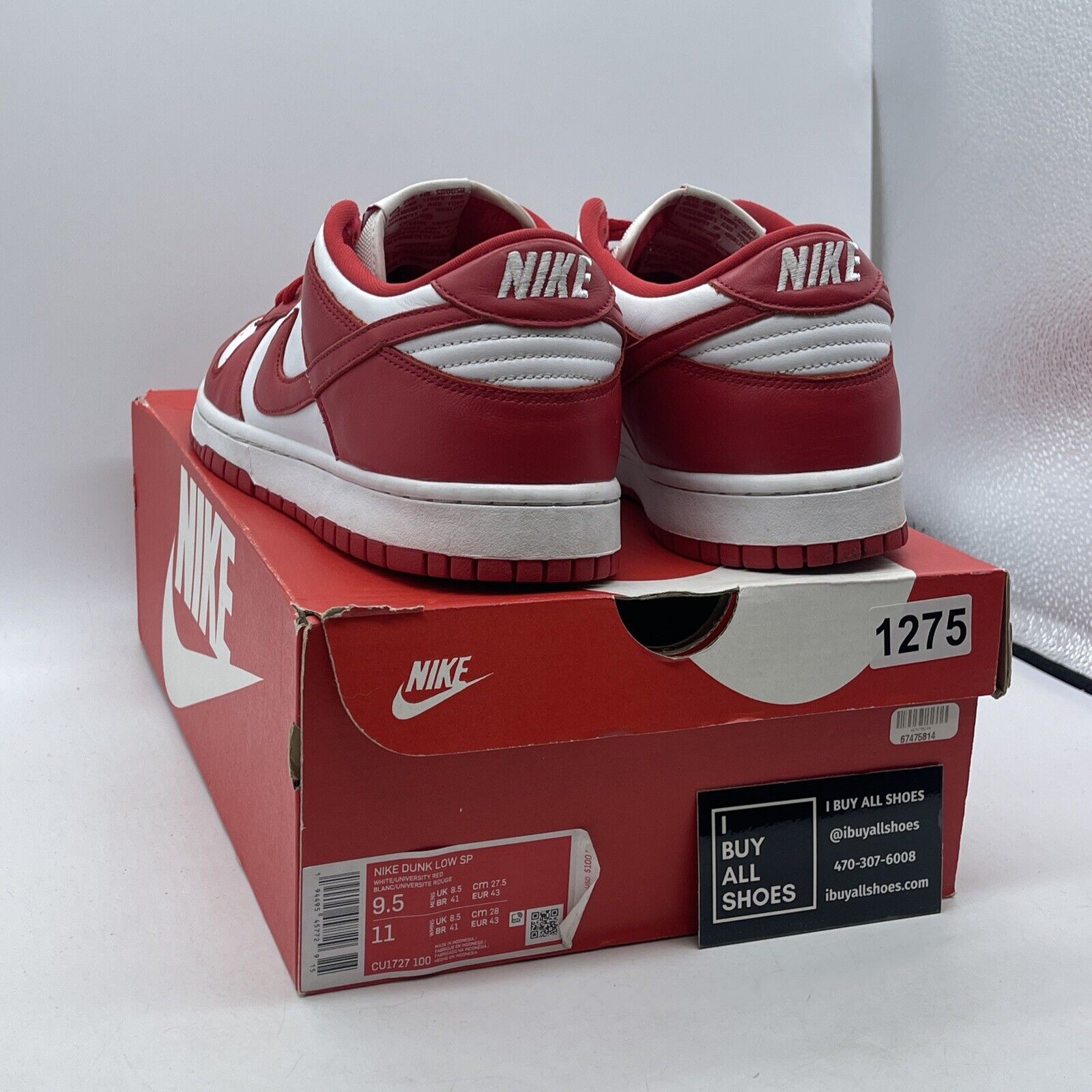 Size 9.5 - Nike Dunk Low Retro St John Red White Suede Leather (CU1726-100)