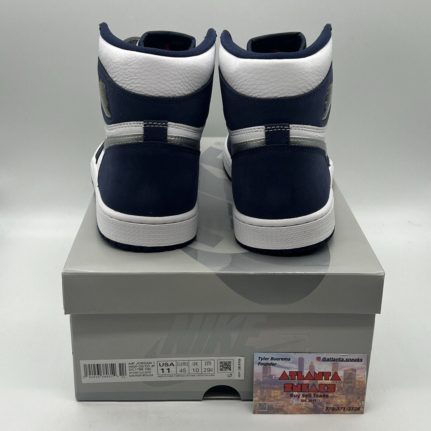 Size 11 - Jordan 1 Retro High CO.JP Midnight Navy Brand New Og All White Silver