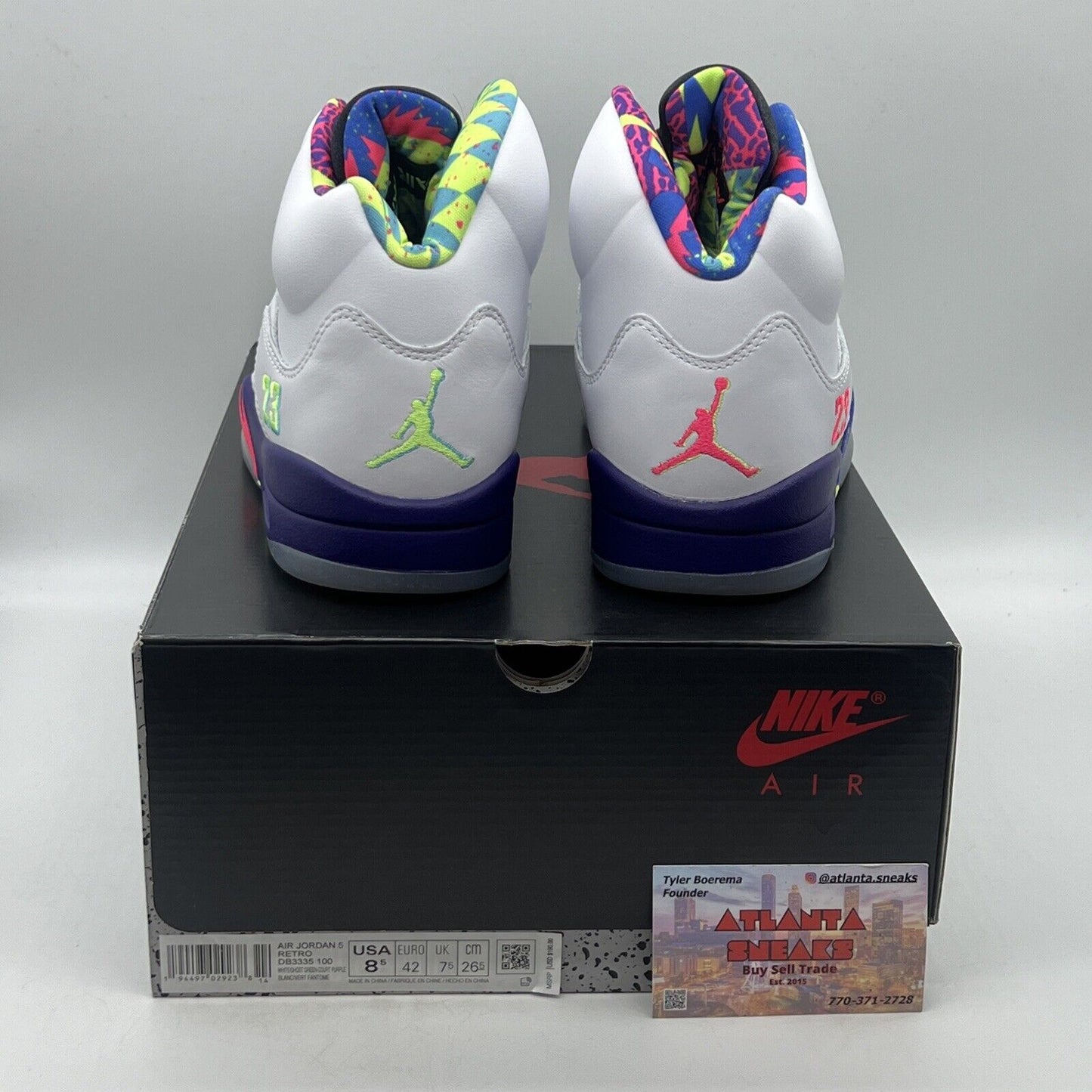 Size 8.5 - Jordan 5 Retro Alternate Bel-Air 2020 Brand New Og All White Purple