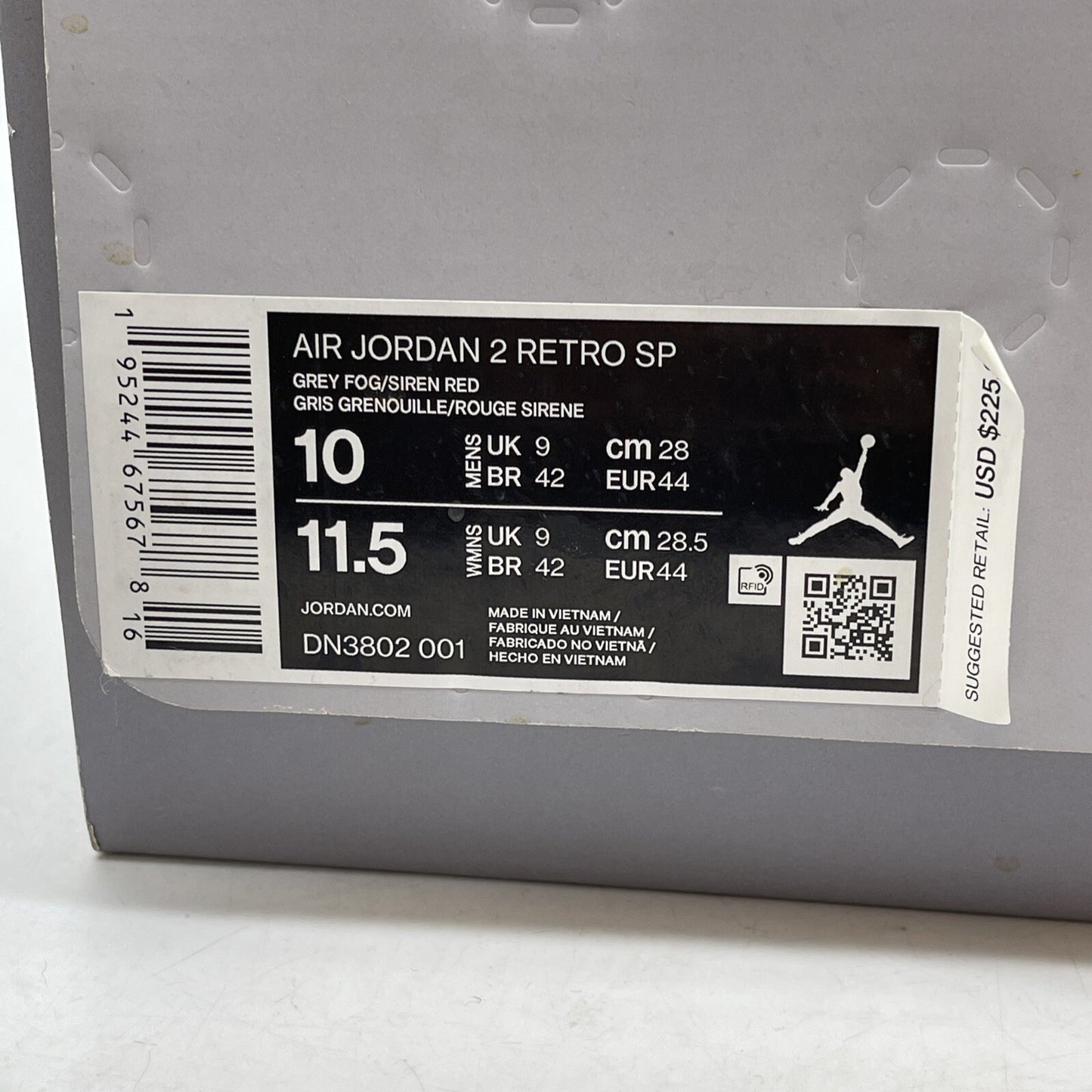 Size 10 - Jordan 2 Gray Fog 2022 Grey Blue White Suede Leather (DN3802-001)