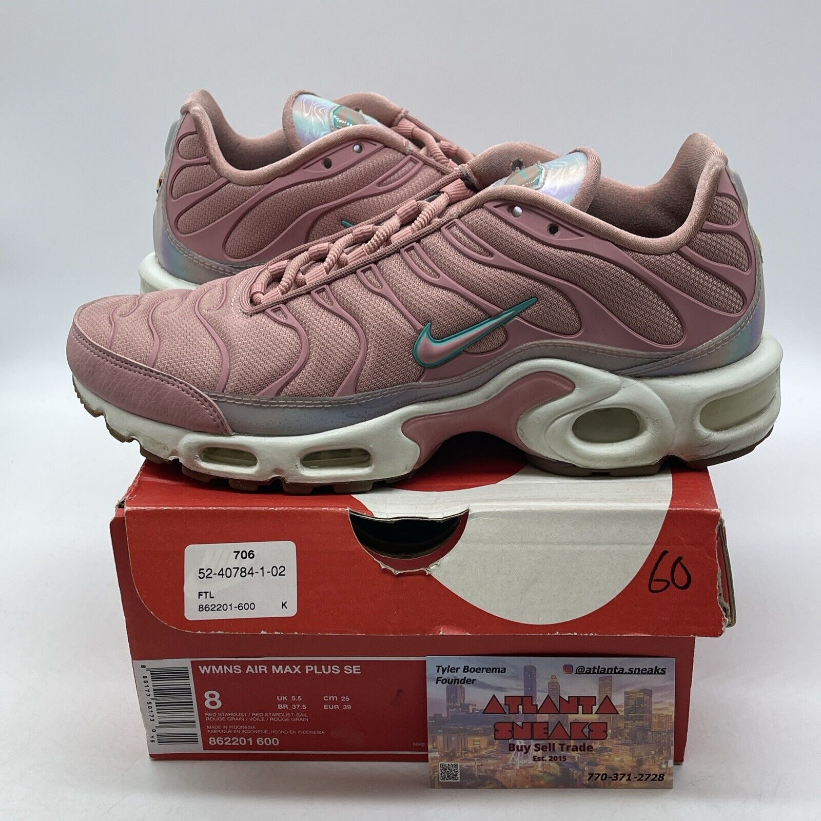 Size 8W - Nike Air Max Plus SE Red Stardust Pink White Blue (862201-600)