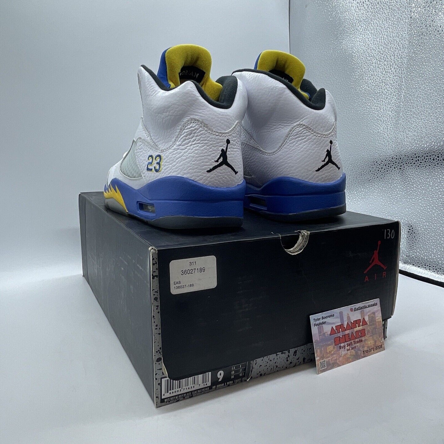 Size 9 - Air Jordan 5 Retro 2013 Laney White Yellow Blue Leather (136027-189)