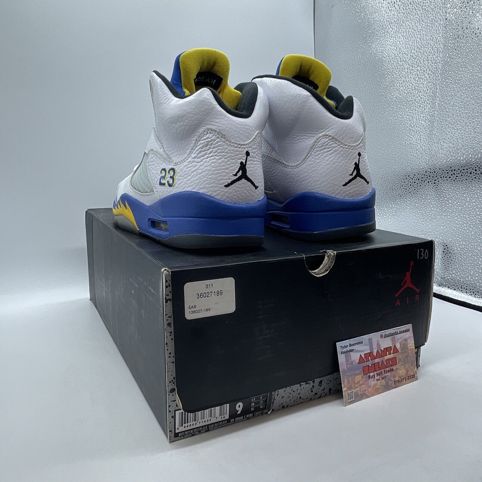 Size 9 - Air Jordan 5 Retro 2013 Laney White Yellow Blue Leather (136027-189)