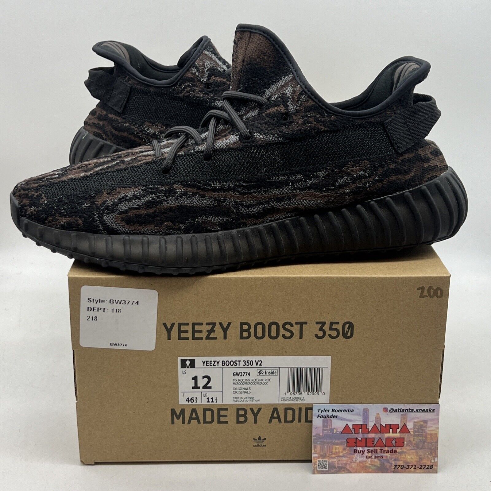 Size 12 - adidas Yeezy Boost 350 V2 Low MX Rock Black Brown (GW3774)