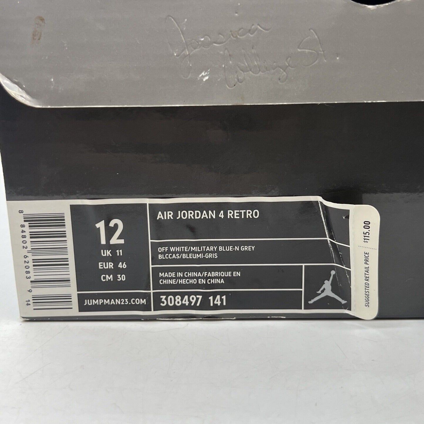 Size 12 - Air Jordan 4 Retro 2006 Military Blue White Leather (308497-141)