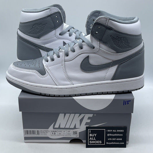 Size 12 - Jordan 1 Retro High OG Stealth White Grey Leather (555088-037)