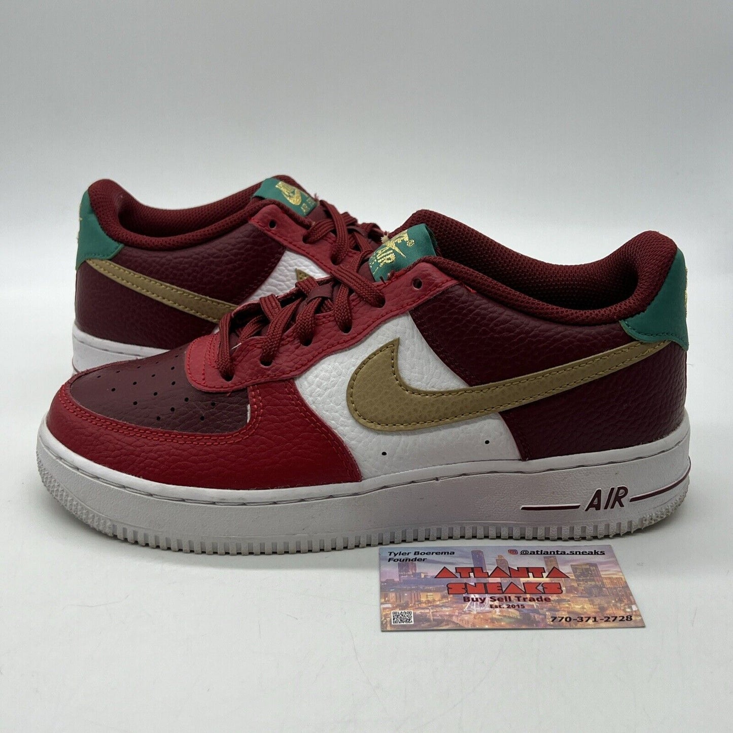 Size 6.5 (GS) - Nike Air Force 1 Low Christmas Red Green Leather  (DQ4709-600)