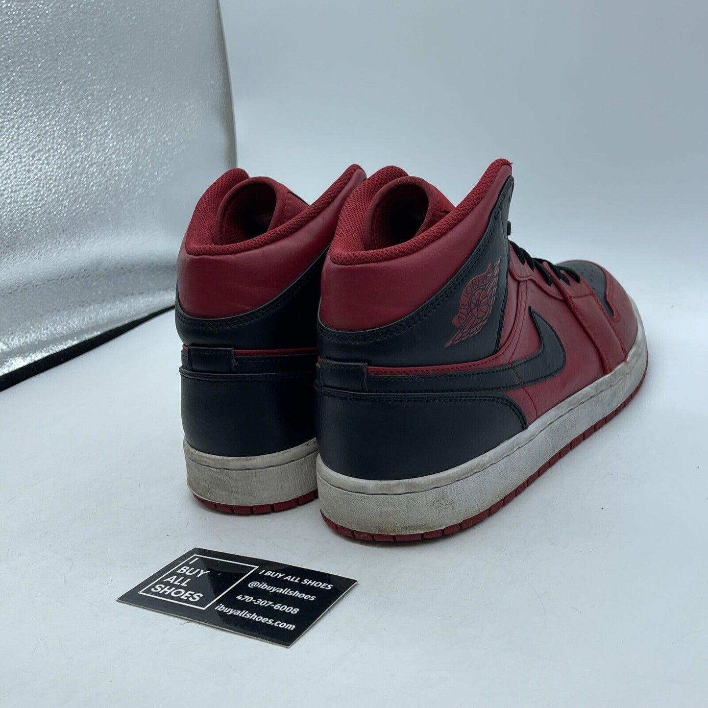 Size 11.5 - Jordan 1 Mid Reverse Bred Red Black White Leather (554724-660)