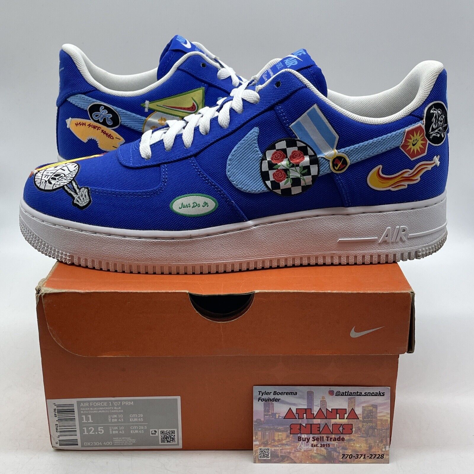 Size 11 - Nike Air Force 1 '07 Patched Up - Los Angeles White Blue (DX2304-400)