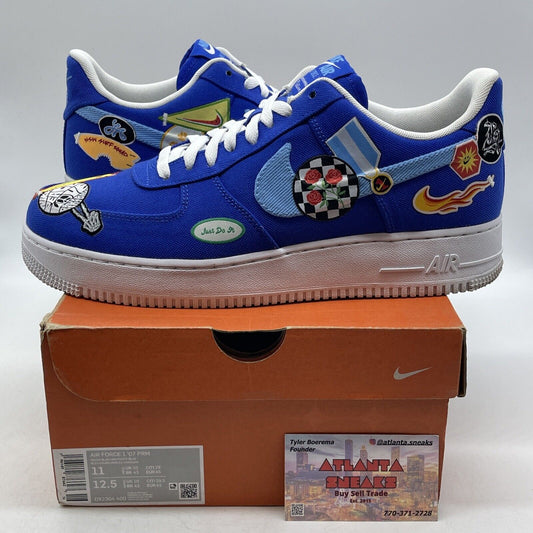 Size 11 - Nike Air Force 1 '07 Patched Up - Los Angeles White Blue (DX2304-400)