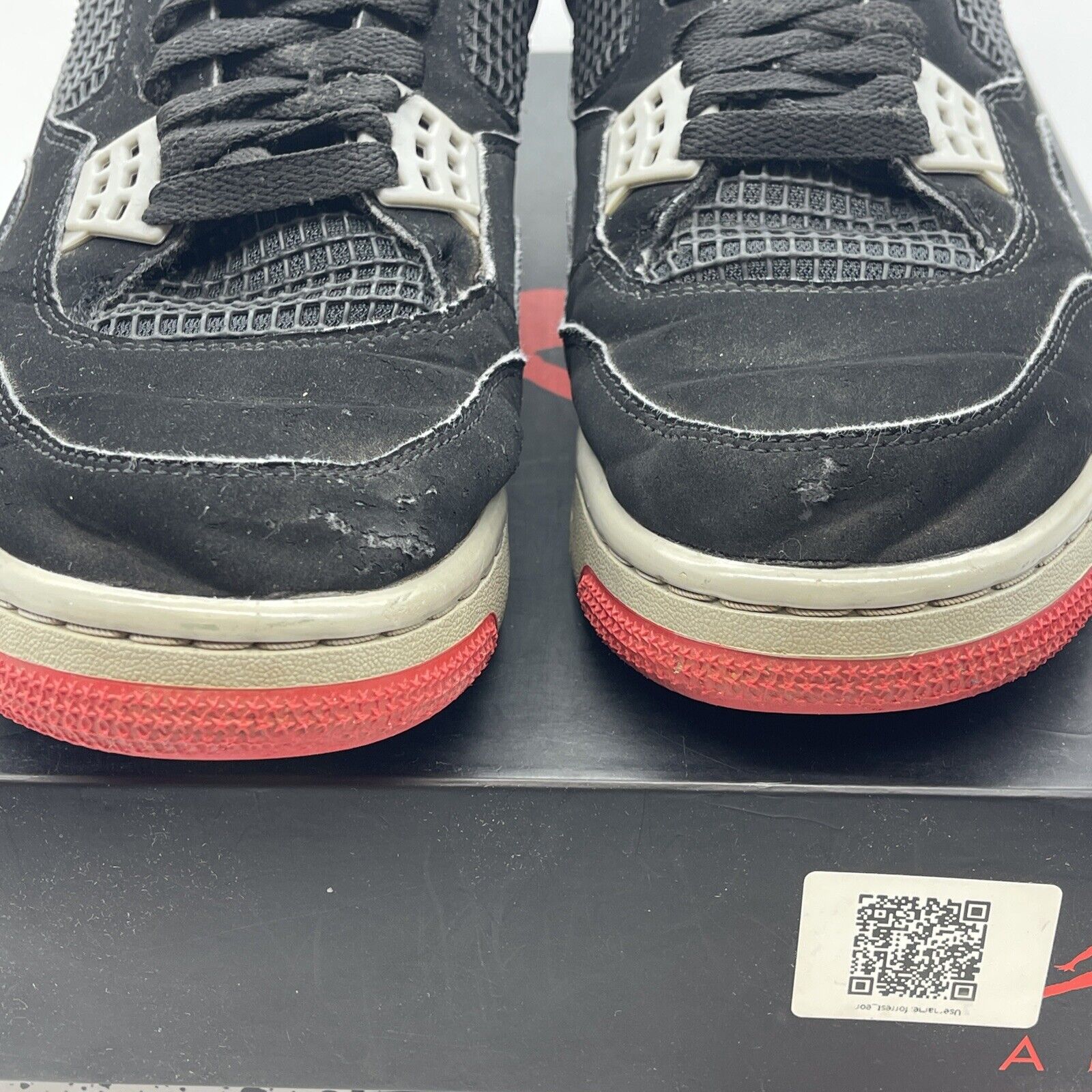 Size 9 - Jordan 4 Retro OG Mid Bred 2019 Black Red Grey Suede Leather 308497-060