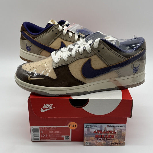 Size 9 - Nike Dunk Low Premium Setsubun Purple Beige Cracked Leather Suede