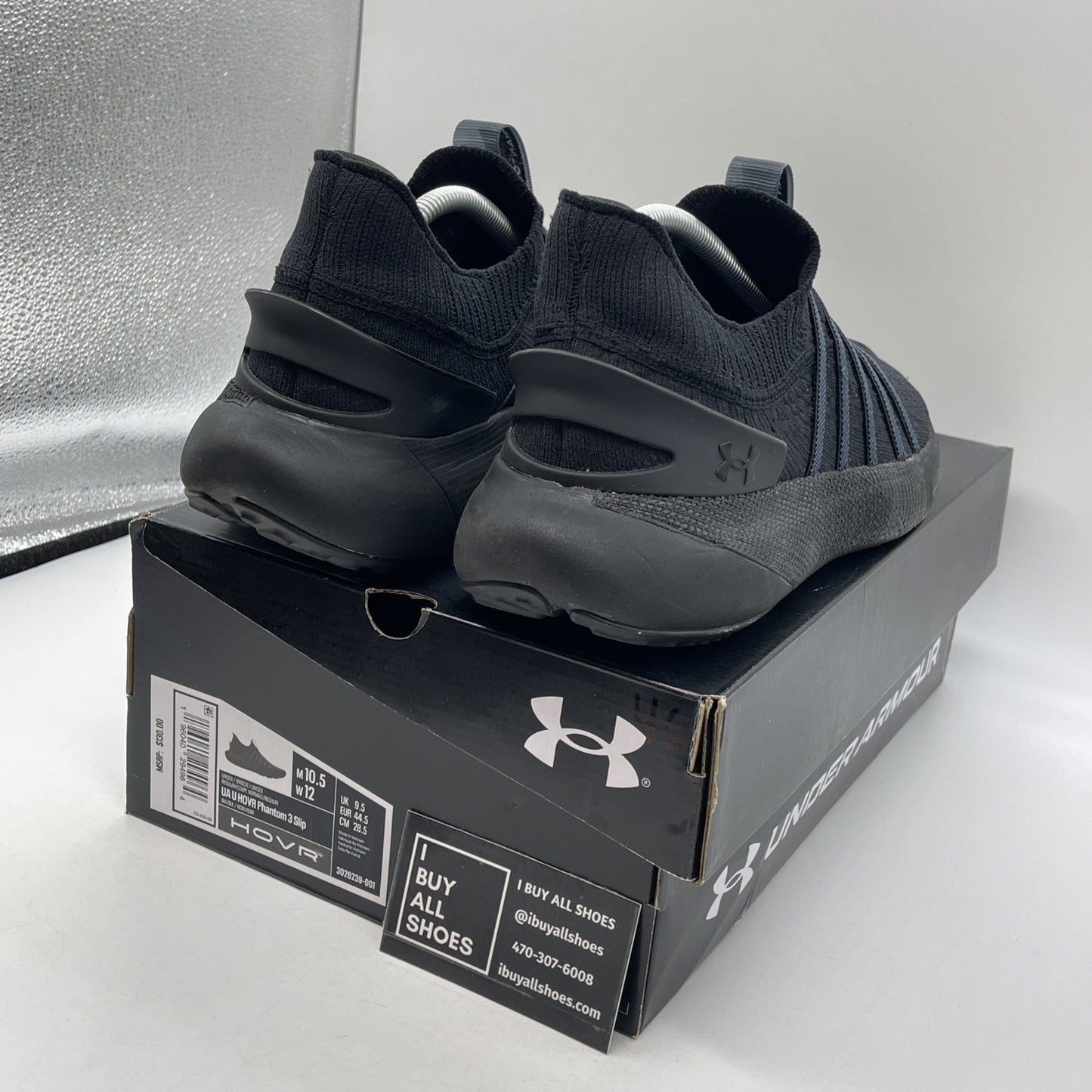 Size 12W - Under Armour HOVR Phantom 3 Slip Triple Black Suede (3026239-001)