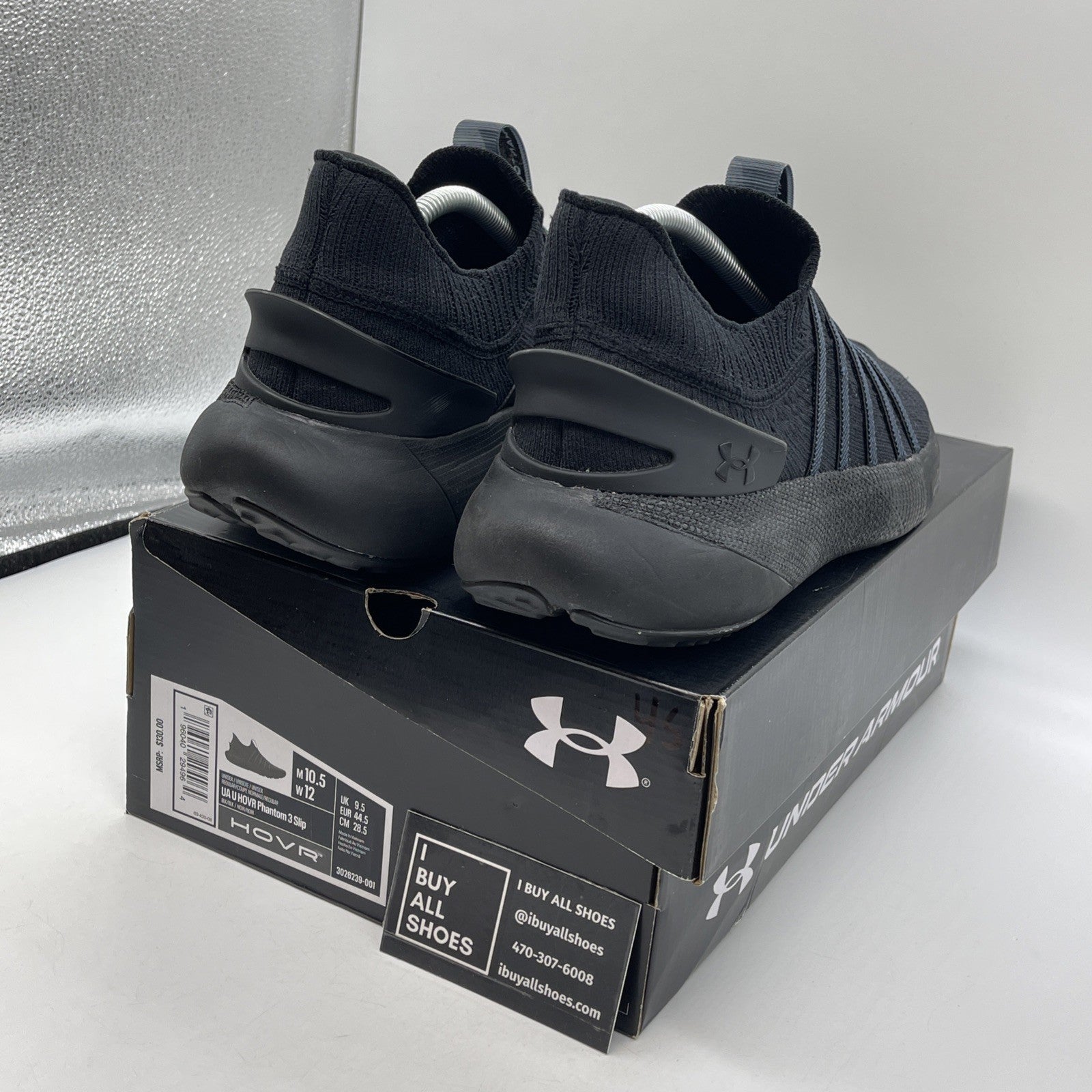 Size 12W - Under Armour HOVR Phantom 3 Slip Triple Black Suede (3026239-001)